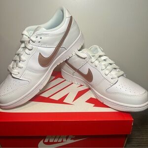 Nike Dunk Low White and Copper Sneakers 7Y